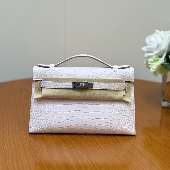 【エルメス HERMES】ケリーダンス モーヴペール クロコダイル アリゲーター  シルバー金具(100％手縫い)